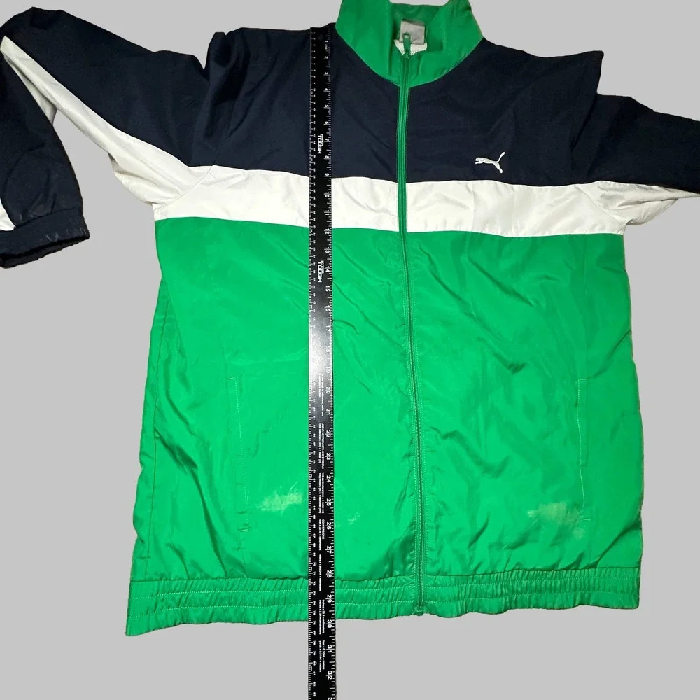 Discontinued Vintage Puma Heroes Nylon Glanz Track Jacket XL Navy Green White